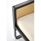 Fotel welurowy boho Ilario beż / czarny / rattan Halmar