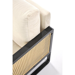 Fotel welurowy boho Ilario beż / czarny / rattan Halmar