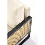 Fotel welurowy boho Ilario beż / czarny / rattan Halmar