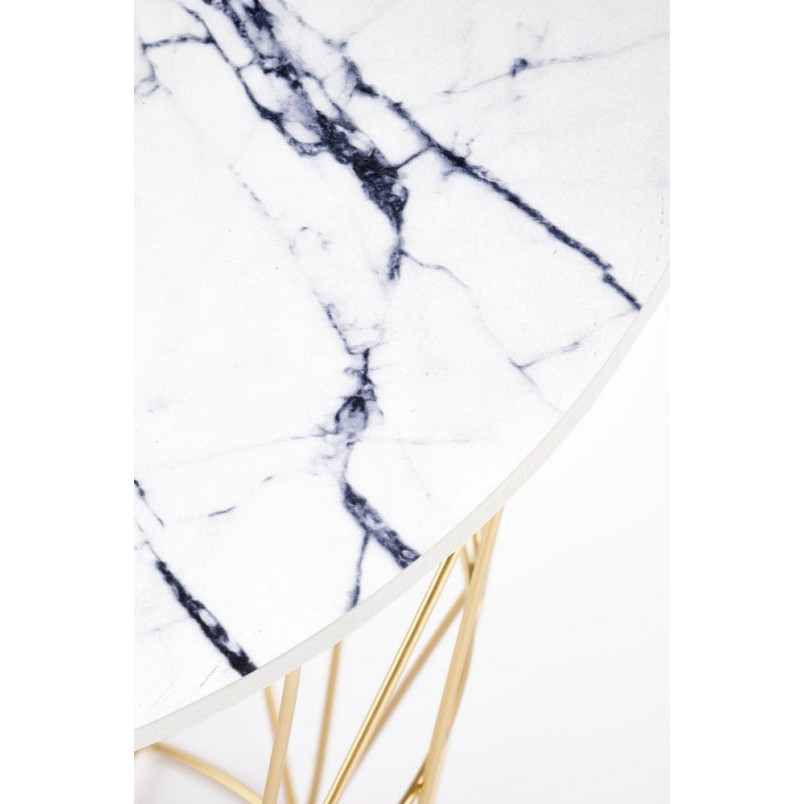 Stolik Harrisa 42cm biały marmur / złoty | Halmar