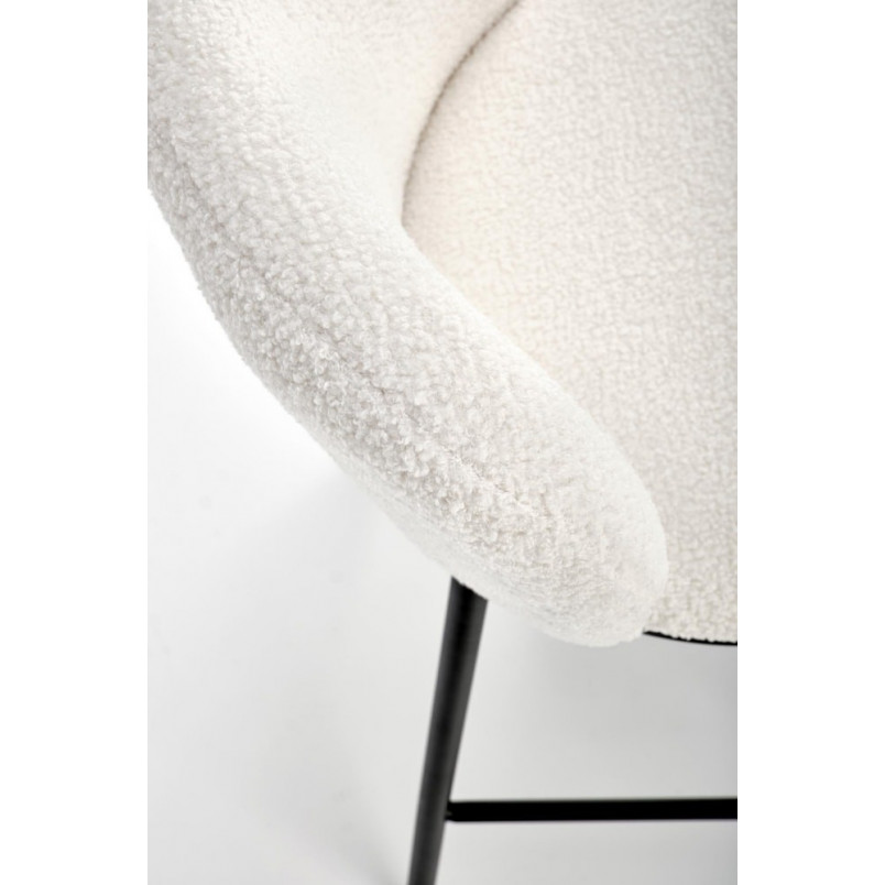 Krzesło barowe tapicerowane H119 Boucle 65cm kremowy / czarny Halmar