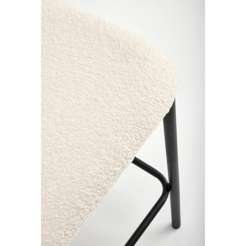 Krzesło barowe tapicerowane H119 Boucle 65cm kremowy / czarny Halmar