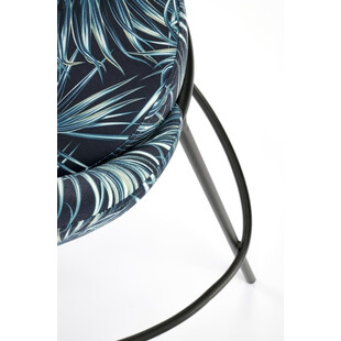 Krzesło barowe tapicerowane H118 65cm wzór palmy / czarny Halmar