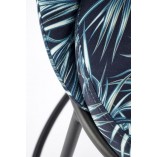 Krzesło barowe tapicerowane H118 65cm wzór palmy / czarny Halmar