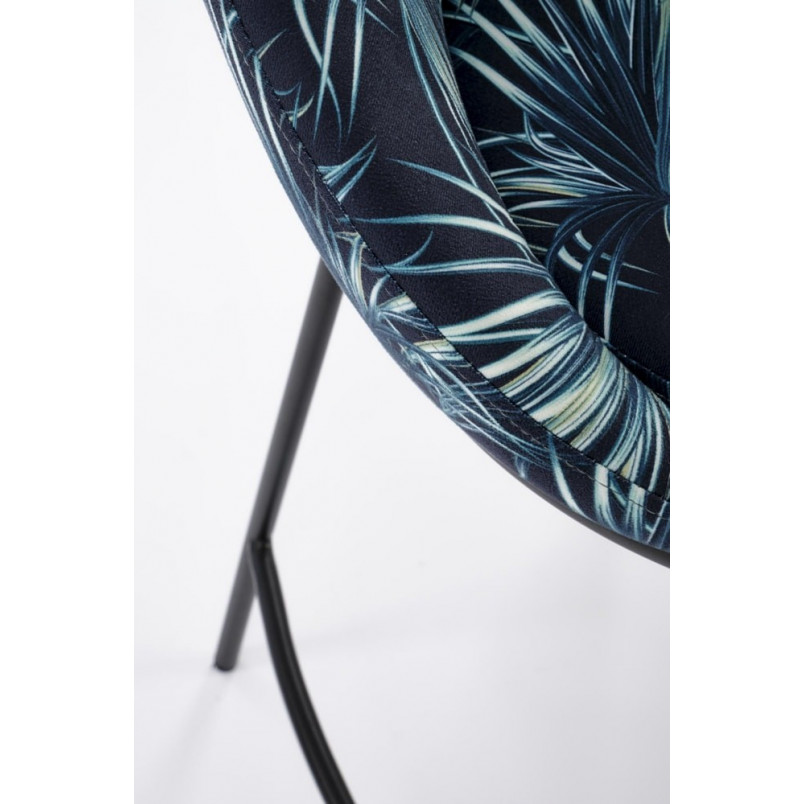 Krzesło barowe tapicerowane H118 65cm wzór palmy / czarny Halmar