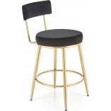 Krzesło barowe welurowe glamour H115 64cm szary / złoty Halmar