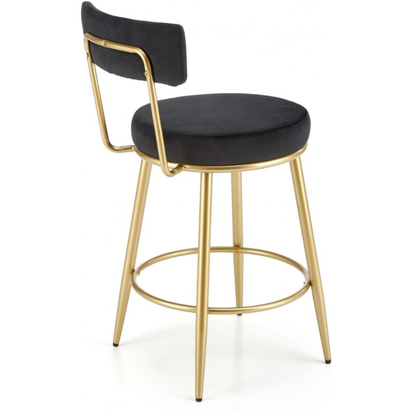 Krzesło barowe welurowe glamour H115 64cm szary / złoty Halmar