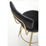 Krzesło barowe welurowe glamour H115 64cm szary / złoty Halmar