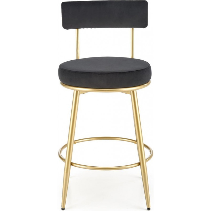 Krzesło barowe welurowe glamour H115 64cm szary / złoty Halmar