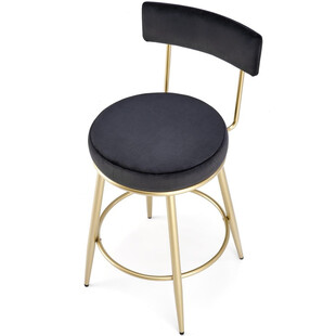Krzesło barowe welurowe glamour H115 64cm szary / złoty Halmar