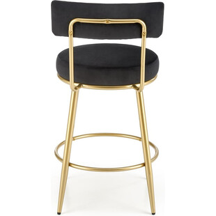 Krzesło barowe welurowe glamour H115 64cm szary / złoty Halmar