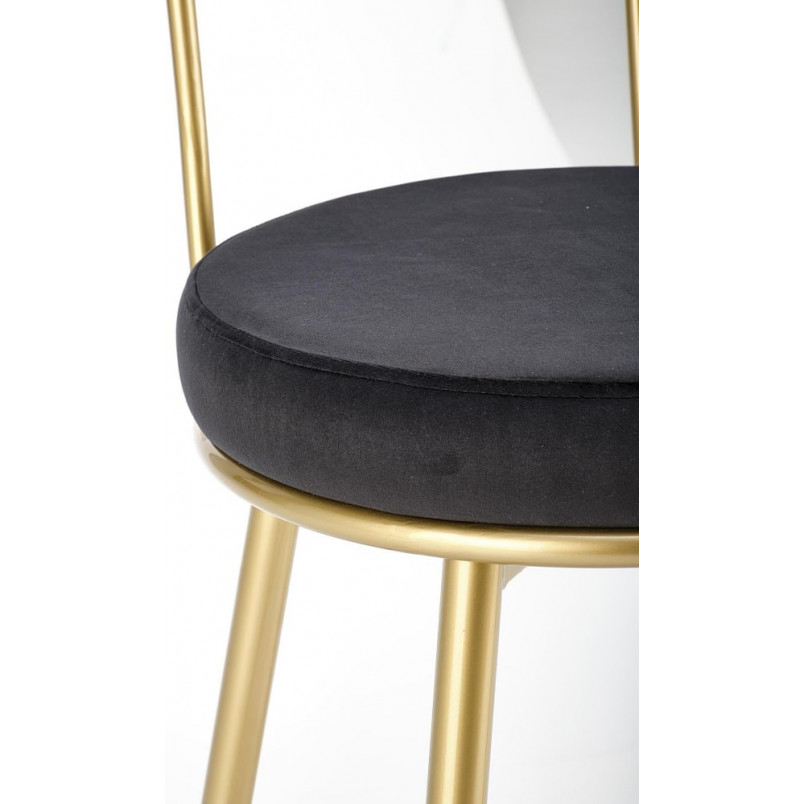 Krzesło barowe welurowe glamour H115 64cm szary / złoty Halmar