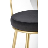 Krzesło barowe welurowe glamour H115 64cm szary / złoty Halmar