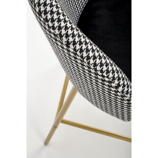 Krzesło barowe welurowe Halmar H113 - Czarny/Biały, Złote nogi