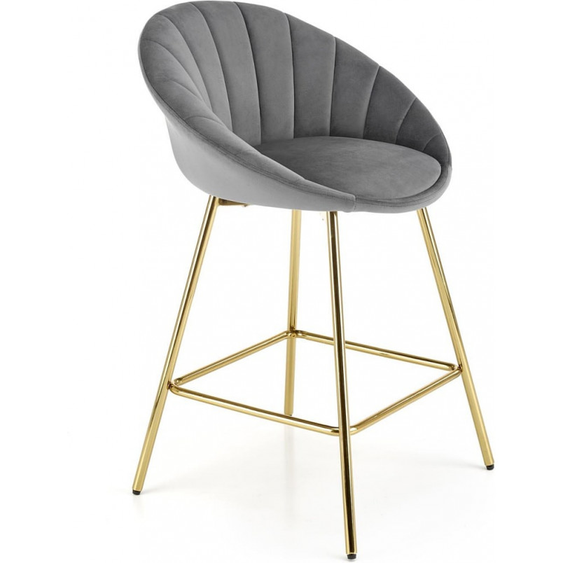 Krzesło barowe glamour Halmar H112 - Szare, złote nogi