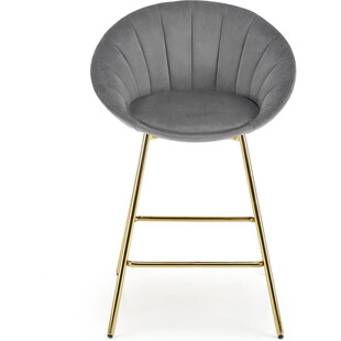 Krzesło barowe glamour Halmar H112 - Szare, złote nogi