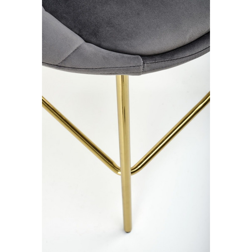 Krzesło barowe glamour Halmar H112 - Szare, złote nogi