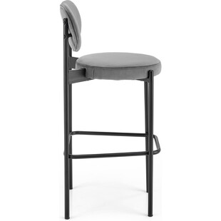 Krzesło barowe welurowe H108 65cm szary / czarny Halmar