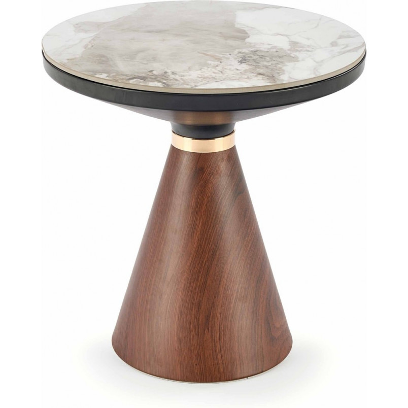 Stolik boczny Genesis Halmar | Biały marmur, orzech, złoto - 50cm