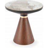 Stolik boczny Genesis Halmar | Biały marmur, orzech, złoto - 50cm
