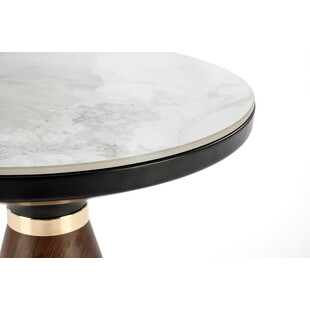 Stolik boczny Genesis Halmar | Biały marmur, orzech, złoto - 50cm