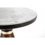 Stolik boczny Genesis Halmar | Biały marmur, orzech, złoto - 50cm