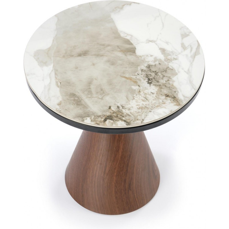 Stolik boczny Genesis Halmar | Biały marmur, orzech, złoto - 50cm