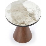 Stolik boczny Genesis Halmar | Biały marmur, orzech, złoto - 50cm