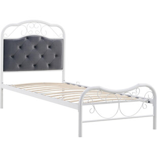 Łóżko metalowe z zagłówkiem Fabrizia 90x200cm popielaty / biały Halmar