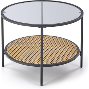Stolik szklany Dakota Halmar | Rattanowa półka | 60cm