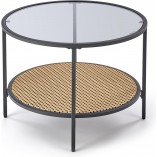 Stolik szklany Dakota Halmar | Rattanowa półka | 60cm