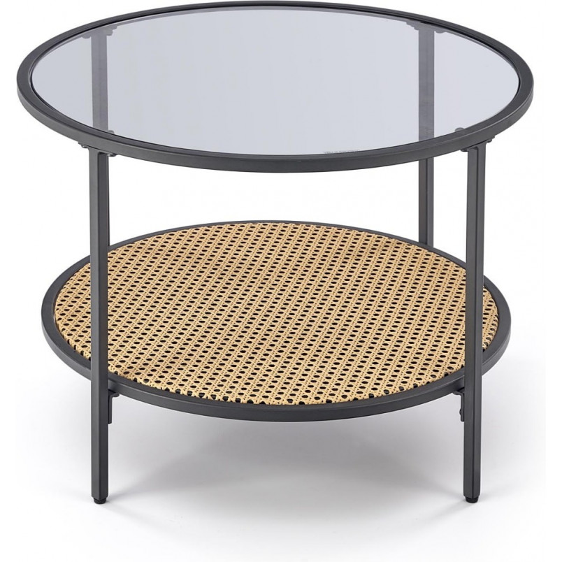 Stolik szklany Dakota Halmar | Rattanowa półka | 60cm