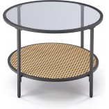 Stolik szklany Dakota Halmar | Rattanowa półka | 60cm