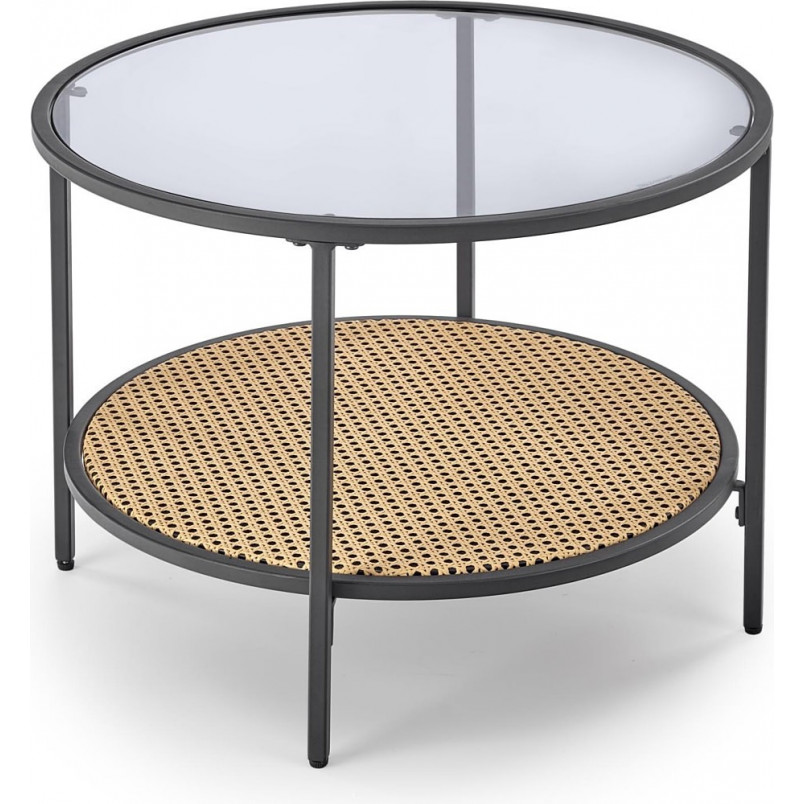 Stolik szklany Dakota Halmar | Rattanowa półka | 60cm
