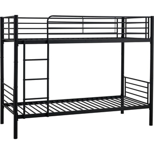 Łóżko piętrowe metalowe Bunky 90x200cm czarne Halmar