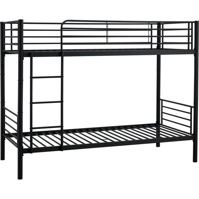 Łóżko piętrowe metalowe Bunky 90x200cm czarne Halmar