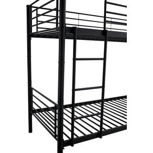 Łóżko piętrowe metalowe Bunky 90x200cm czarne Halmar