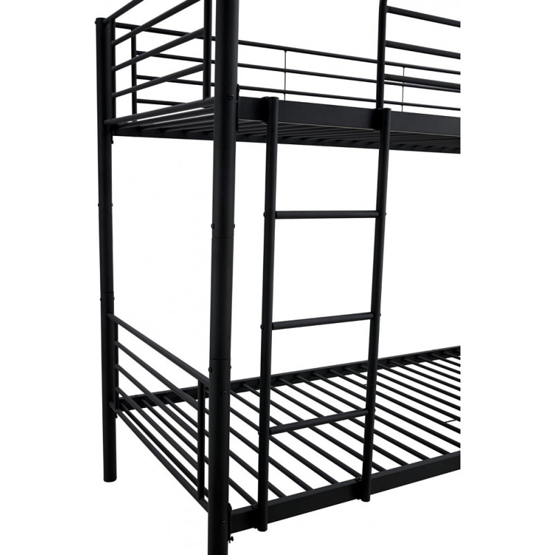 Łóżko piętrowe metalowe Bunky 90x200cm czarne Halmar