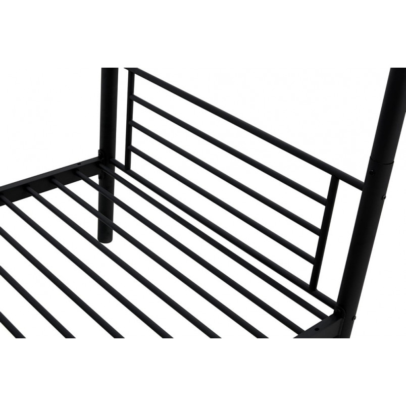 Łóżko piętrowe metalowe Bunky 90x200cm czarne Halmar