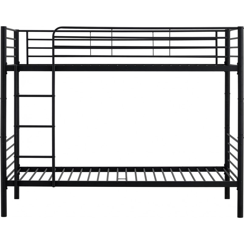 Łóżko piętrowe metalowe Bunky 90x200cm czarne Halmar