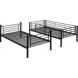 Łóżko piętrowe metalowe Bunky 90x200cm czarne Halmar
