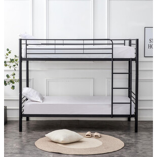 Łóżko piętrowe metalowe Bunky 90x200cm czarne Halmar