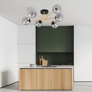 Lampa sufitowa 6 szklanych kul glamour Magnum 75cm grafit / złoty / czarny Emibig