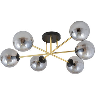 Lampa sufitowa 6 szklanych kul glamour Magnum 75cm grafit / złoty / czarny Emibig