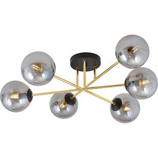 Lampa sufitowa 6 szklanych kul glamour Magnum 75cm grafit / złoty / czarny Emibig