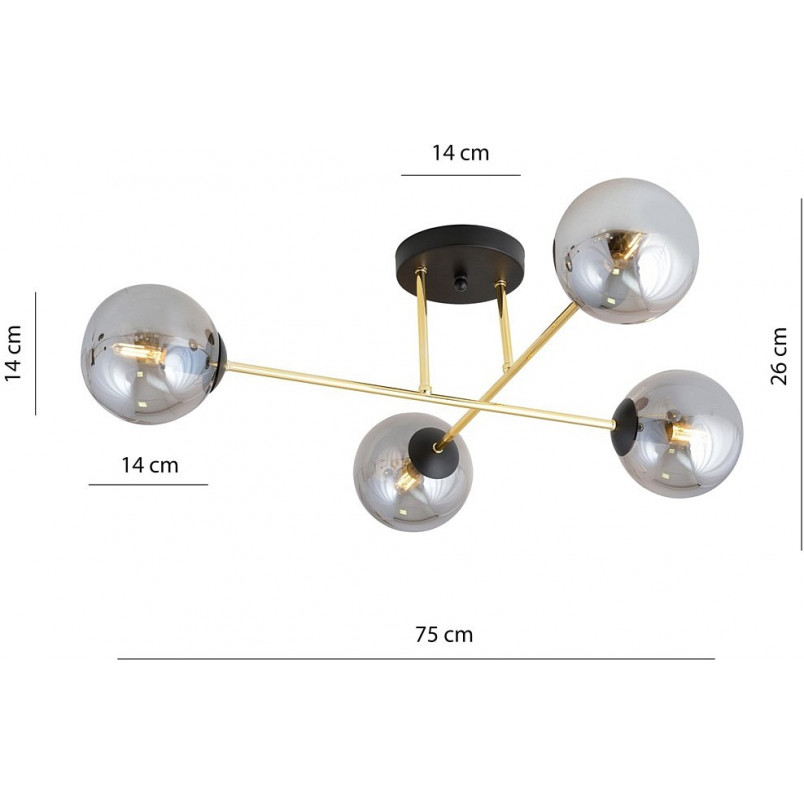 Lampa sufitowa Magnum - 4 szklane kule, glamour, Emibig
