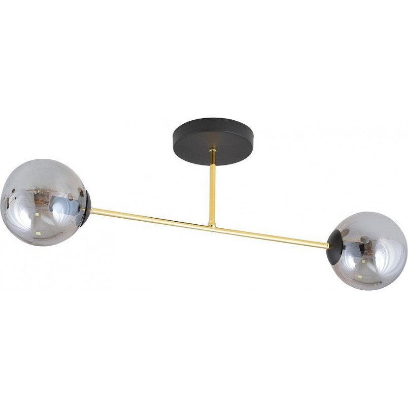 Lampa sufitowa 2 szklane kule glamour Magnum 55cm grafit / złoty / czarny Emibig
