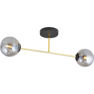 Lampa sufitowa 2 szklane kule glamour Magnum 55cm grafit / złoty / czarny Emibig