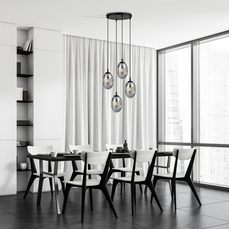 Lampa wisząca szklana Astral Premium IV 40cm grafitowa Emibig