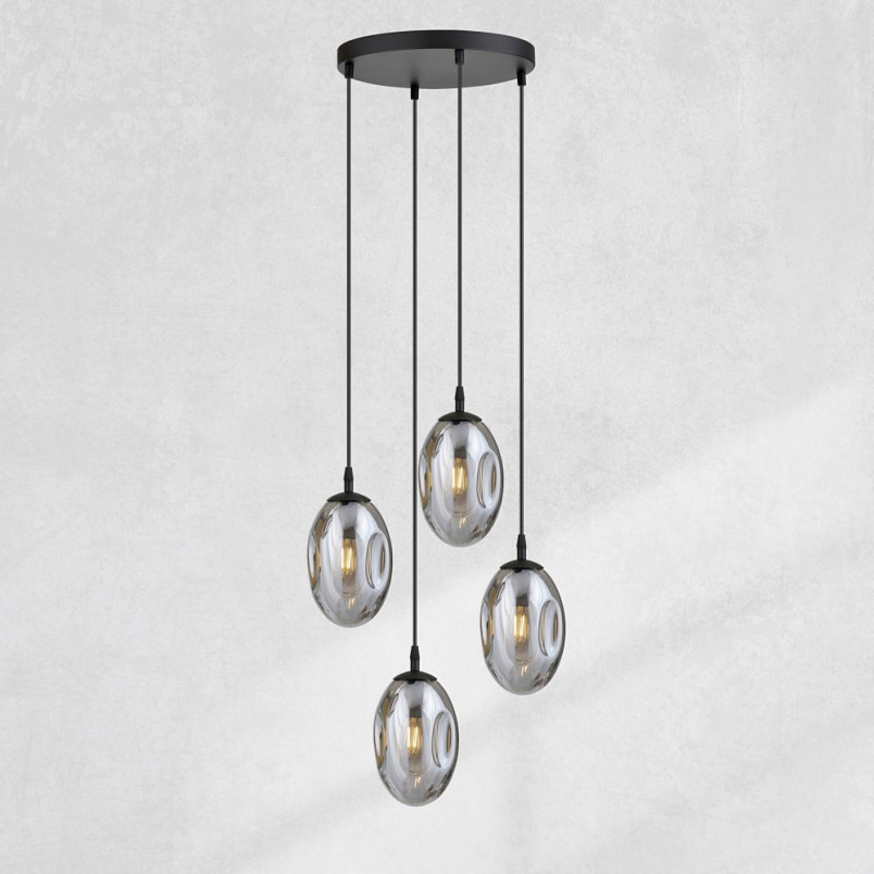 Lampa wisząca szklana Astral Premium IV 40cm grafitowa Emibig